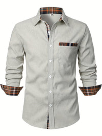 Men's Corduroy Check Long-Sleeve Overshirt