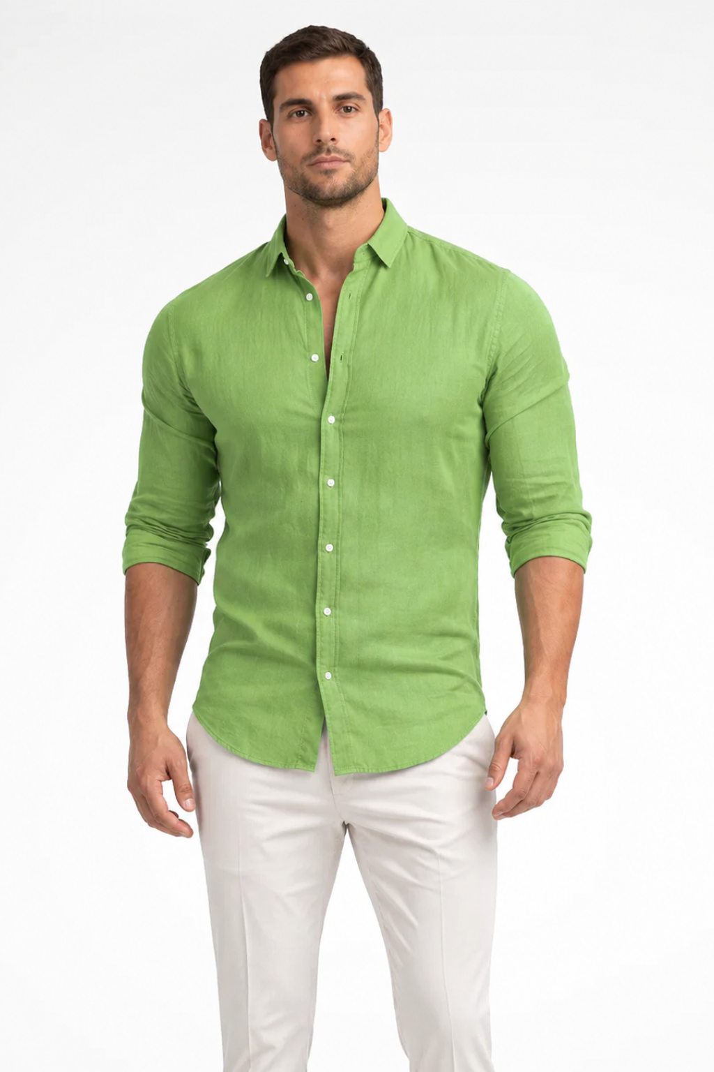 Men's loose fit long sleeve cotton summer shirt