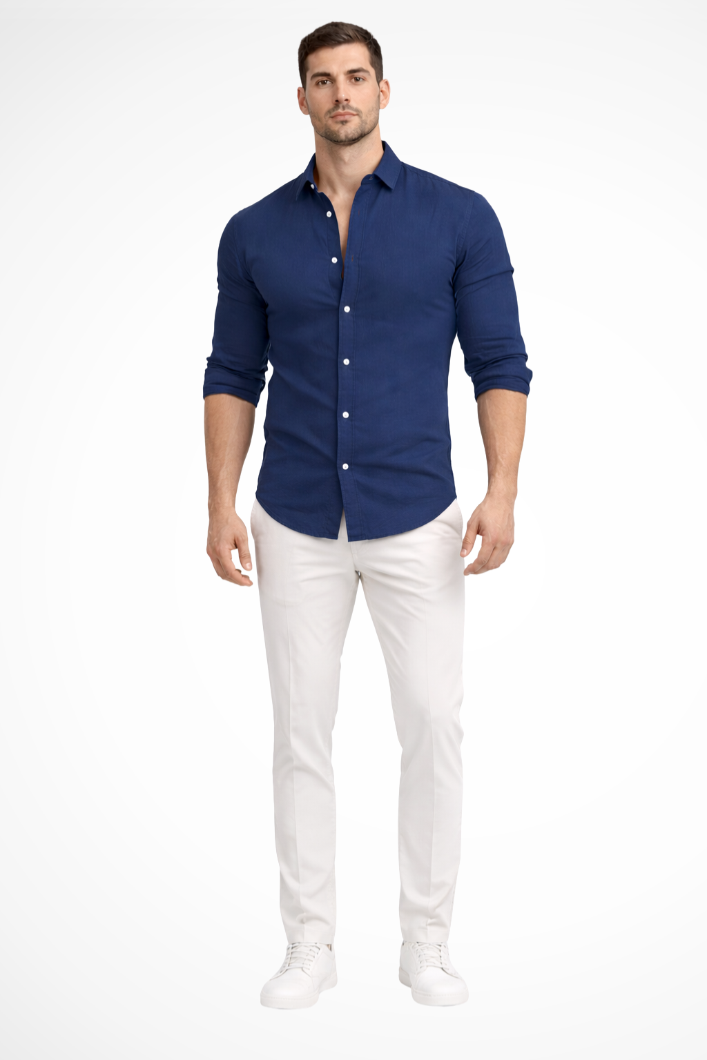 Men's loose fit long sleeve cotton summer shirt