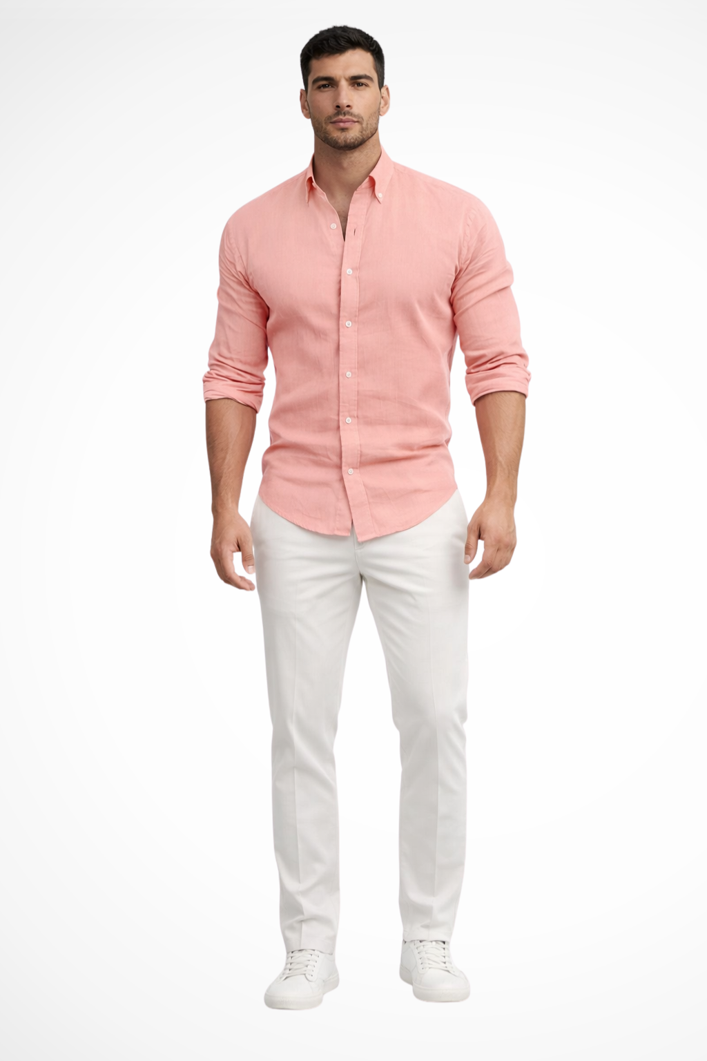 Men's loose fit long sleeve cotton summer shirt