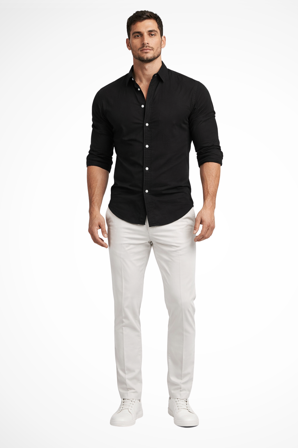 Men's loose fit long sleeve cotton summer shirt
