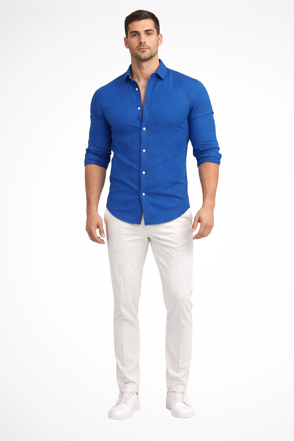 Men's loose fit long sleeve cotton summer shirt