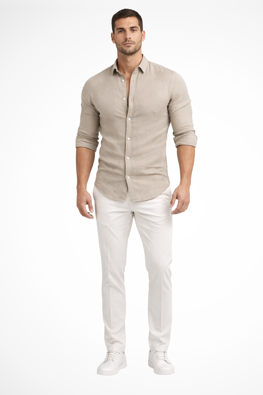 Men's loose fit long sleeve cotton summer shirt