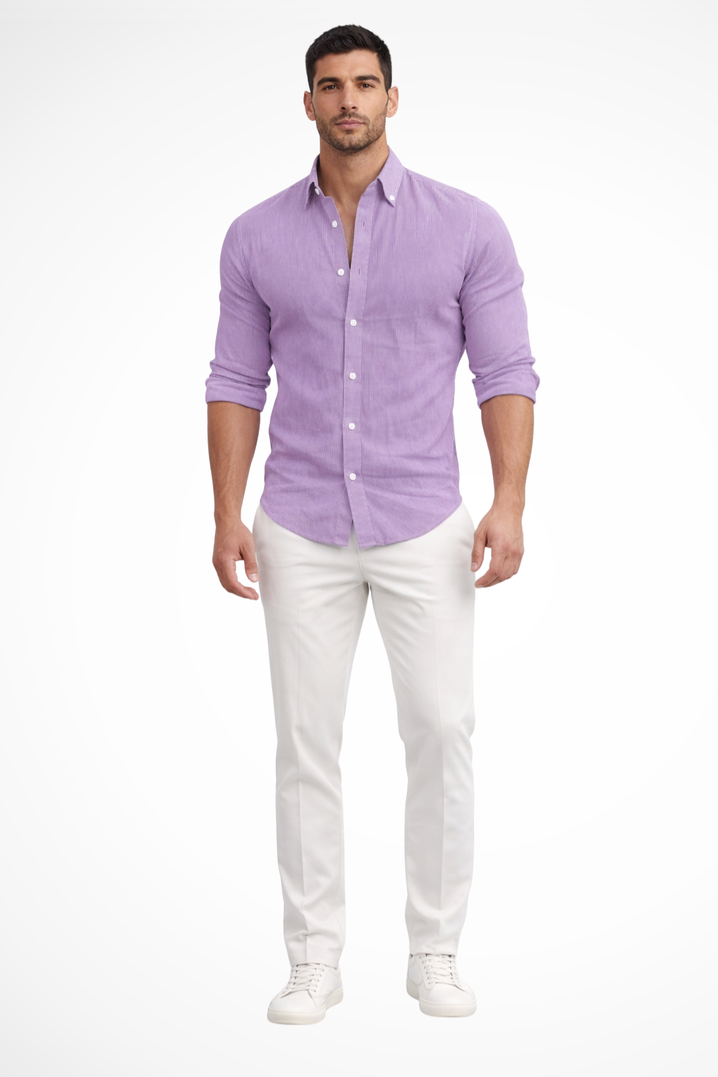 Men's loose fit long sleeve cotton summer shirt