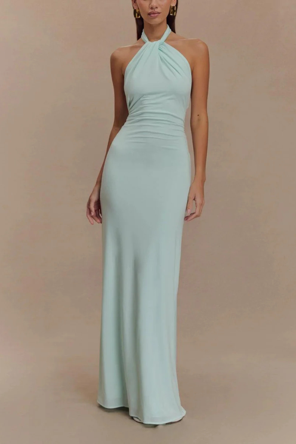 Women's halter bodycon maxi dress with open back