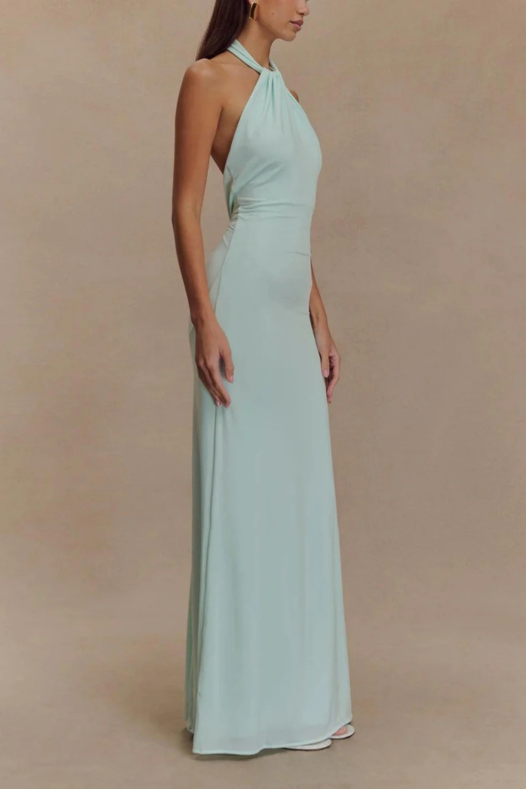 Women's halter bodycon maxi dress with open back