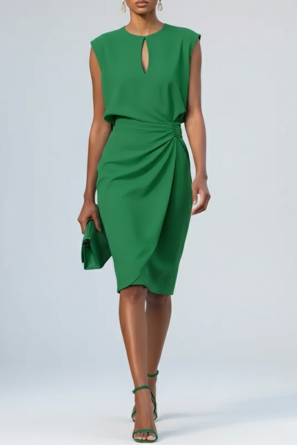 Charming Midi Cocktail Dress With Keyhole Neckline 4