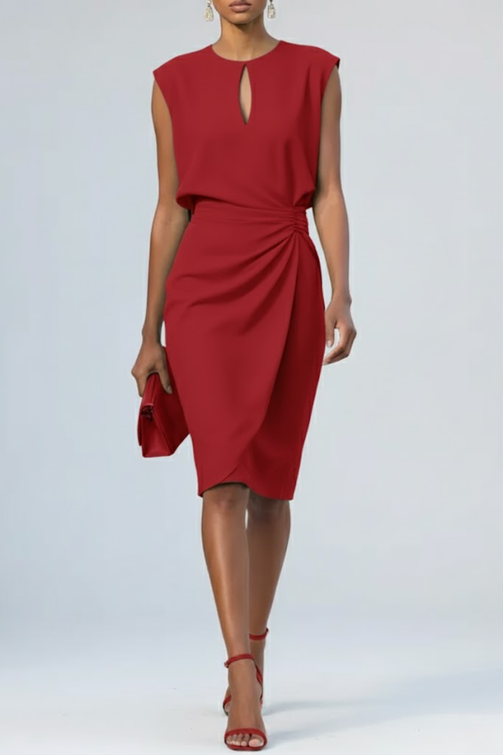 Charming Midi Cocktail Dress With Keyhole Neckline 5