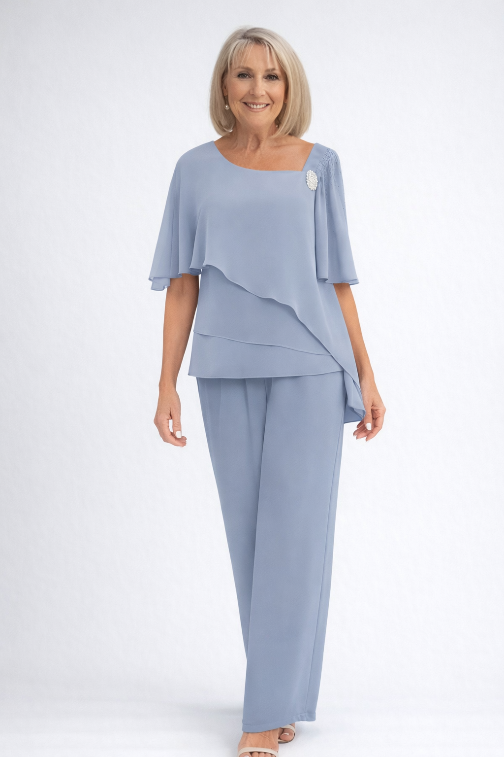 Chic Navy Two Piece Set With Layered Top 0