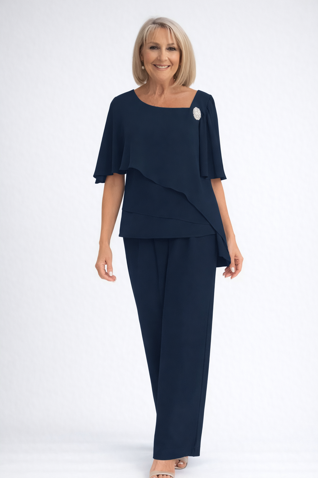 Chic Navy Two Piece Set With Layered Top 1