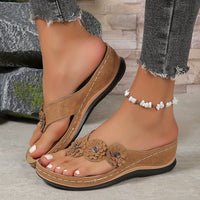 Wedge Sandals for Women with Floral Detail
