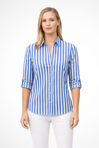 Women's Slim Fit Striped Shirt - Long Sleeve Blouse