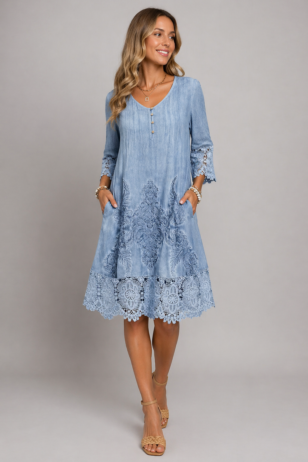 Clara | Midi Dress Lace 3/4 Sleeve Relaxed Fit 1