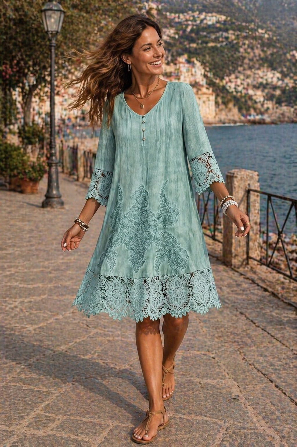 Clara | Midi Dress Lace 3/4 Sleeve Relaxed Fit 3