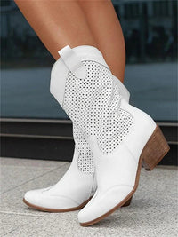 Cowboy Boots Medium Heel Side Zipper Design