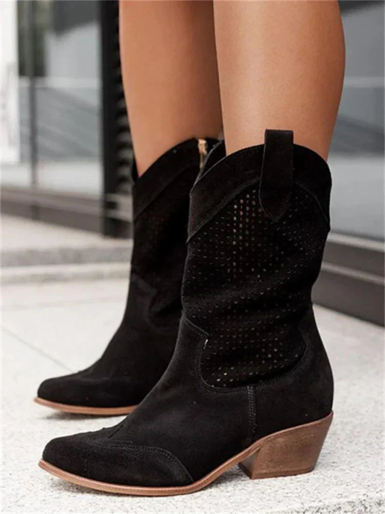 Cowboy Boots Medium Heel Side Zipper Design 3