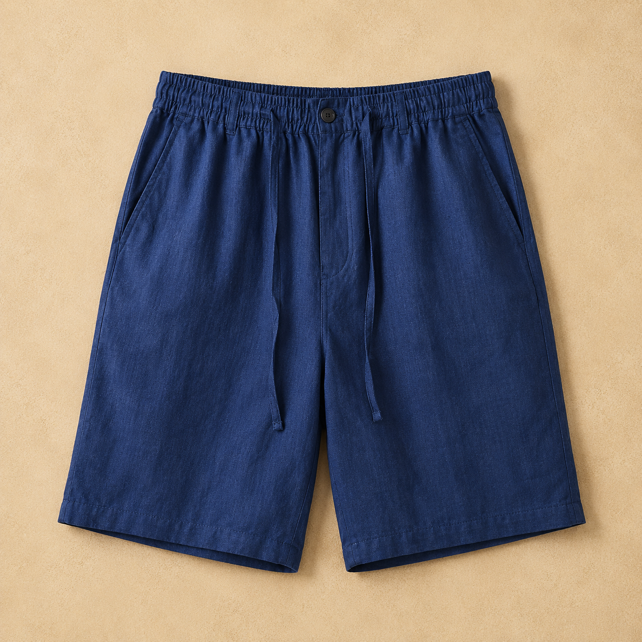 Men's white linen-blend drawstring shorts