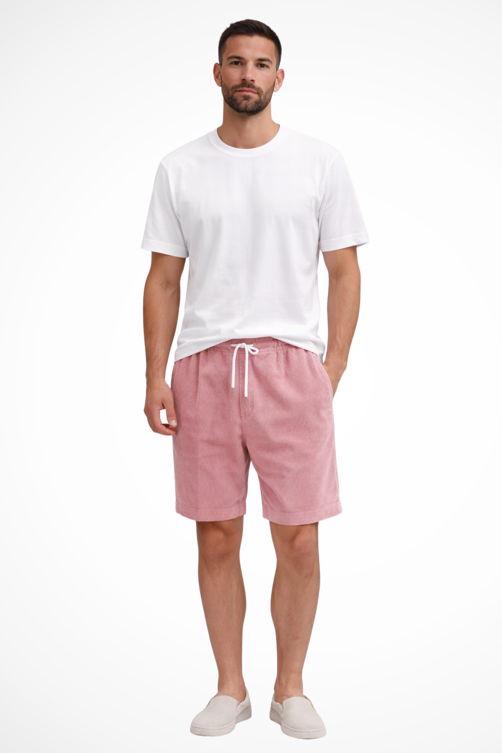 Men's relaxed cord drawstring casual shorts