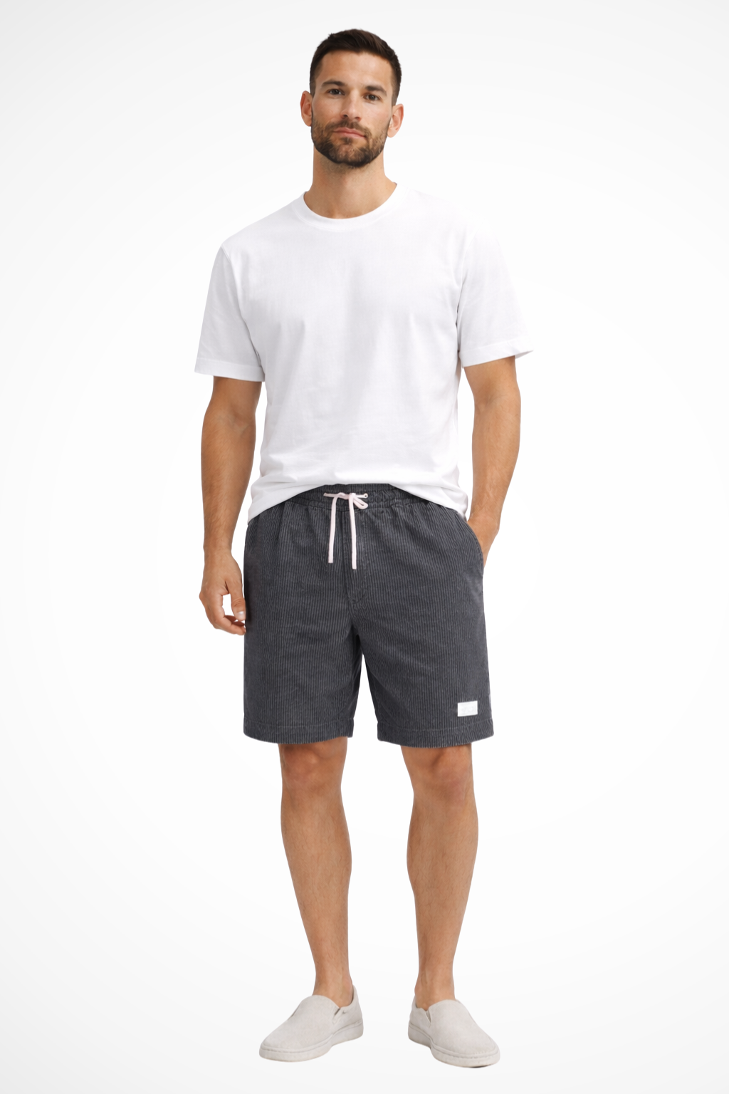 Men's relaxed cord drawstring casual shorts