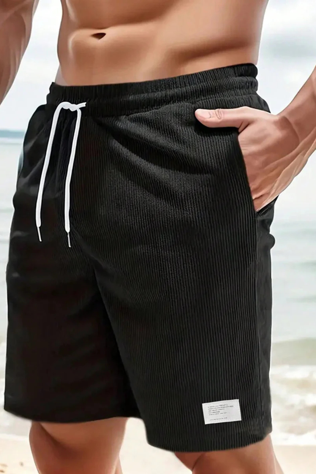 Men's relaxed cord drawstring casual shorts