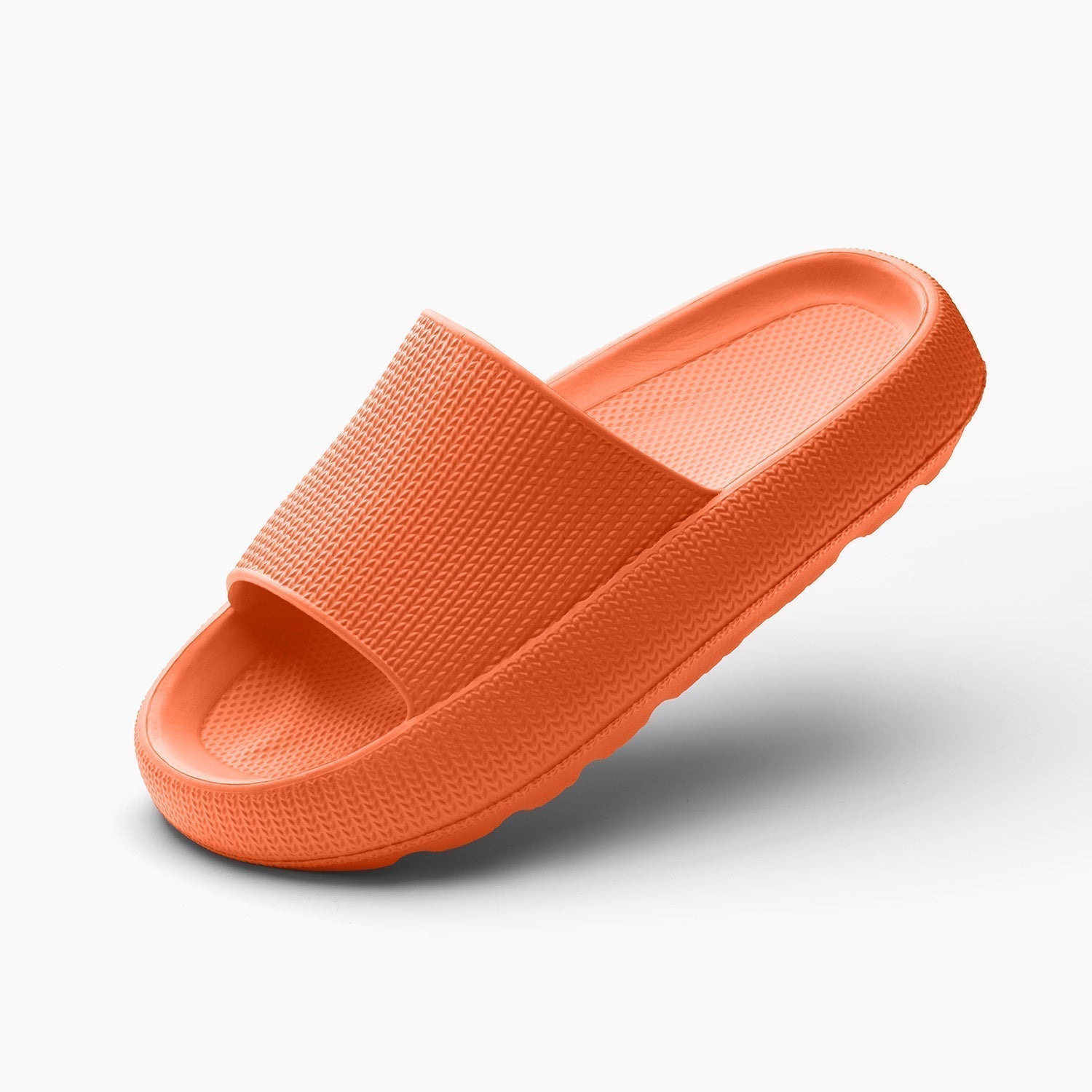 Women's light brown cushioned cloud slides with thick sole