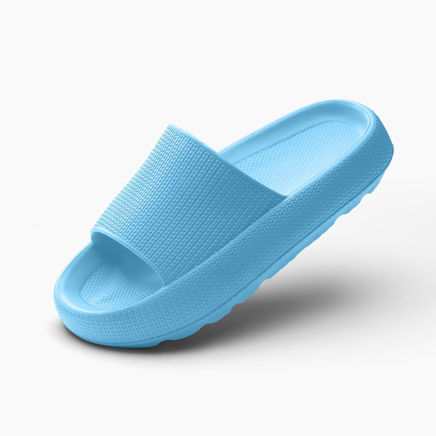 Women's light brown cushioned cloud slides with thick sole