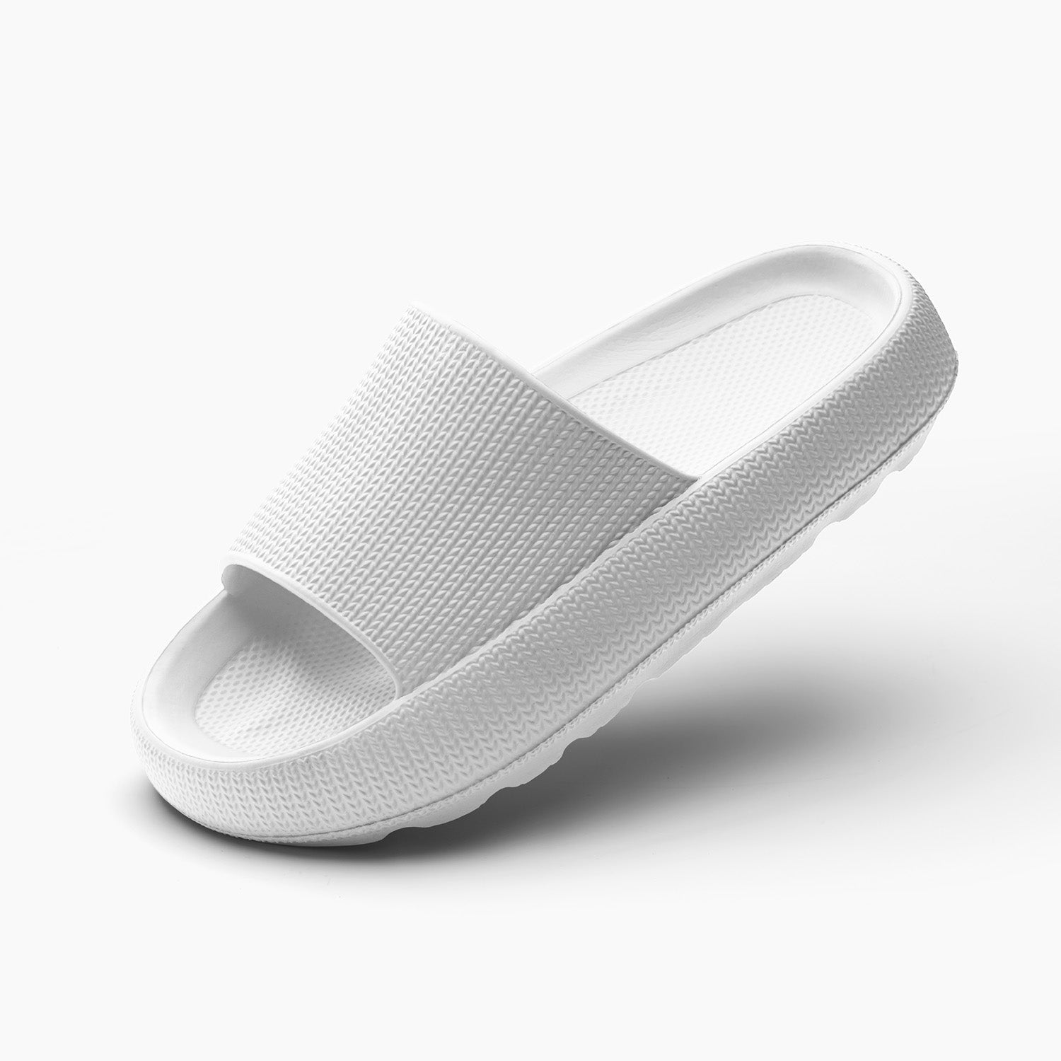 Women's light brown cushioned cloud slides with thick sole