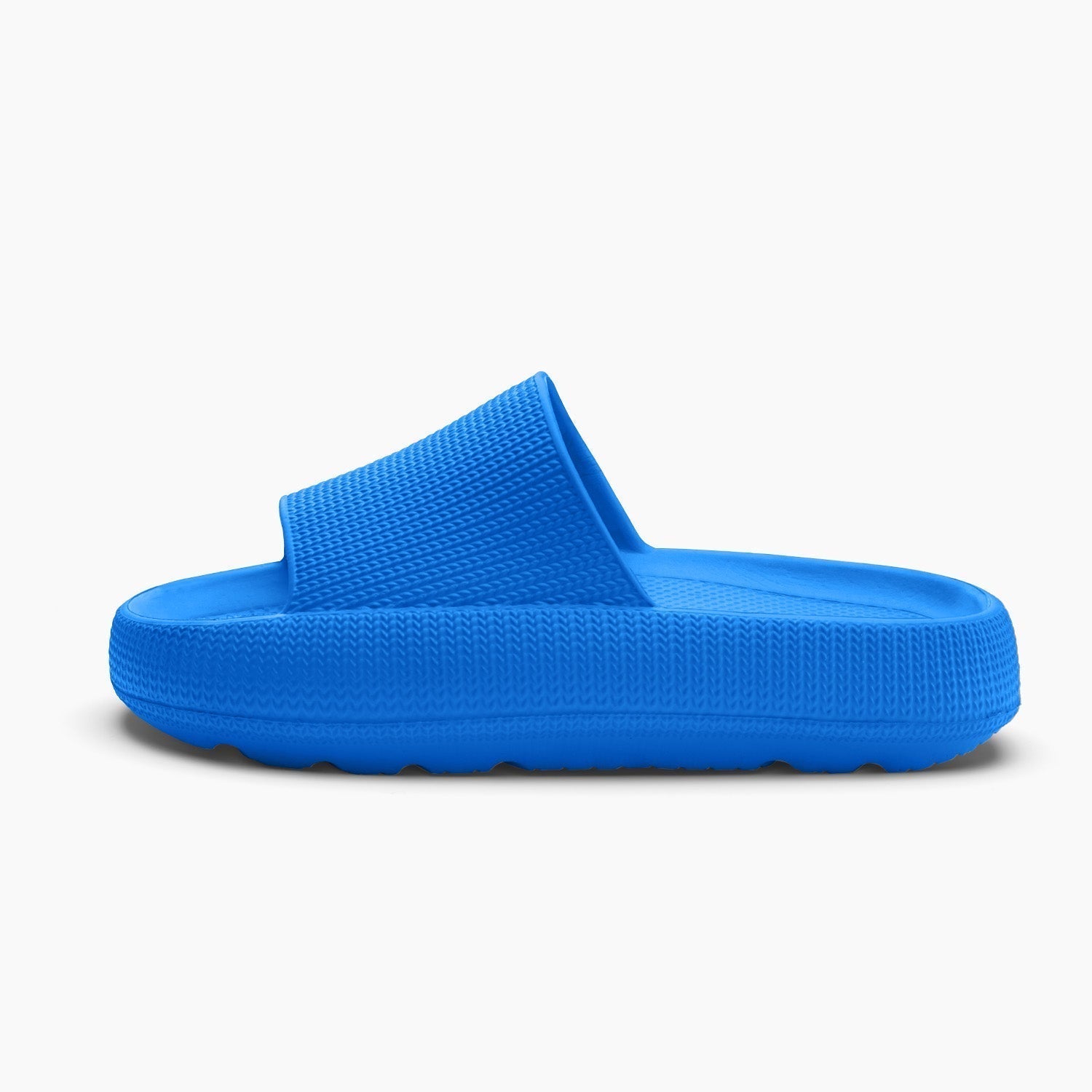 Women's black cushioned cloud slides with thick sole