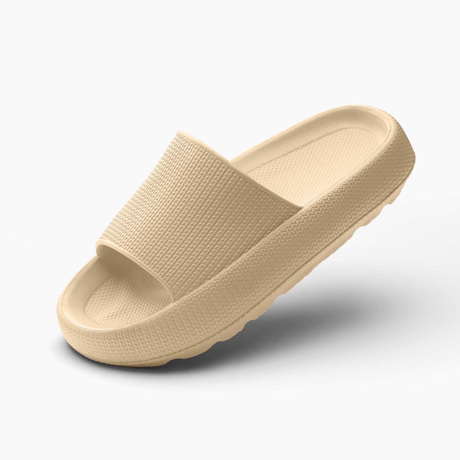 Women's black cushioned cloud slides with thick sole