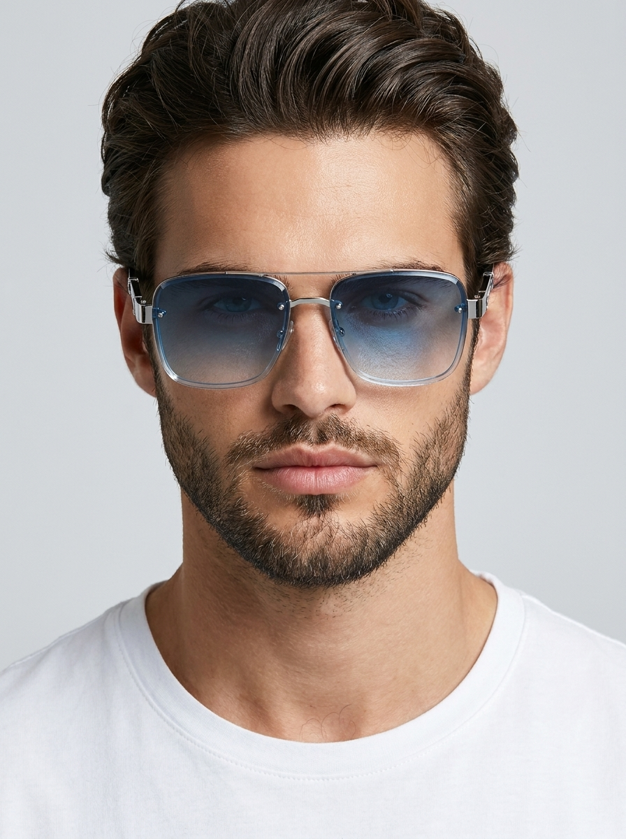Square Sunglasses with Slim Metal Frame