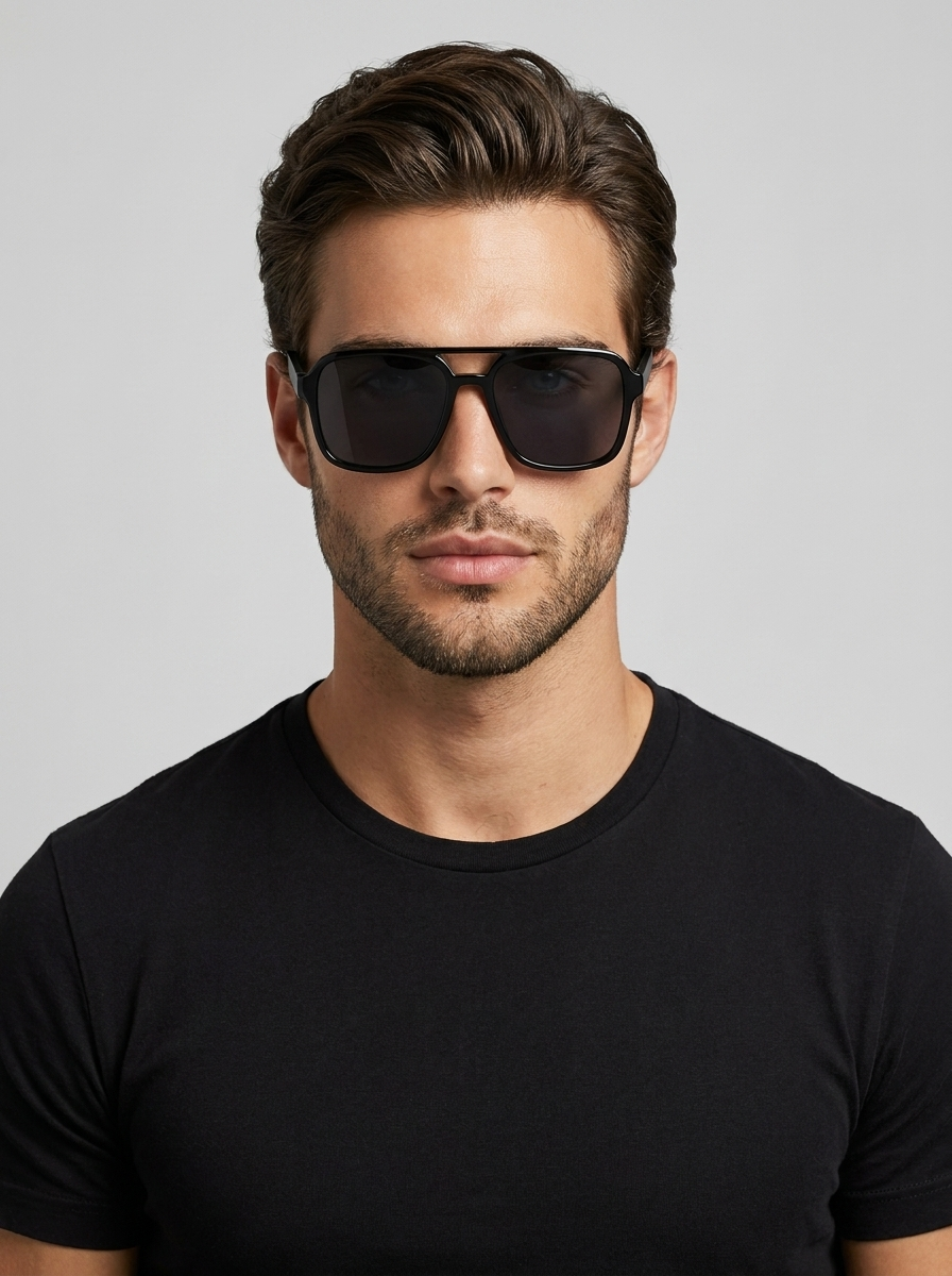 Square Sunglasses with Slim Metal Frame