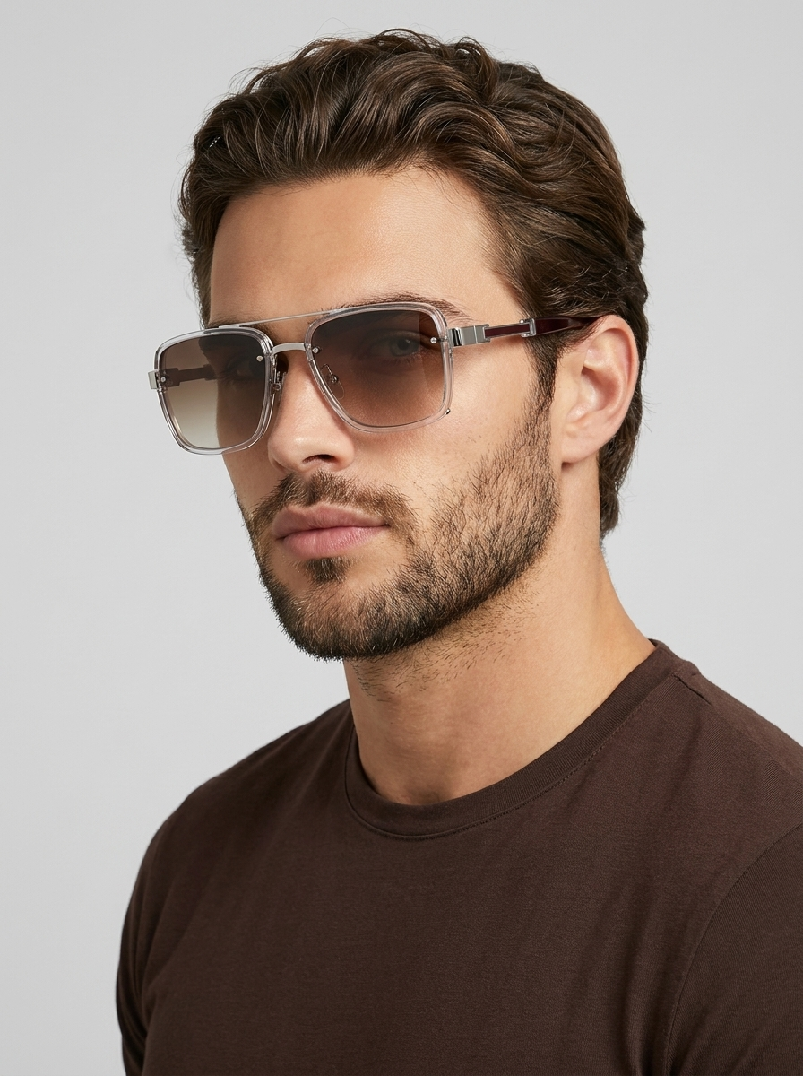 Square Sunglasses with Slim Metal Frame