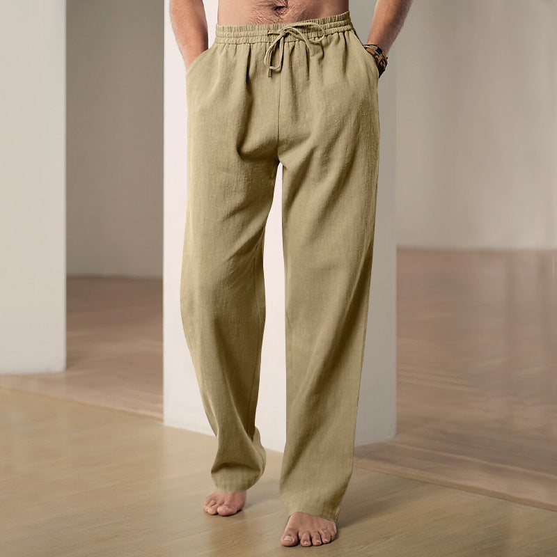 Men's light blue elasticated waist straight leg trousers