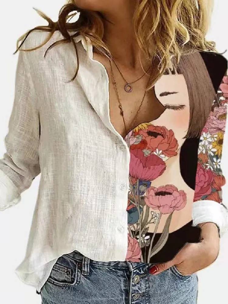 Effortless Floral Womens Blouse With Long Sleeves 2