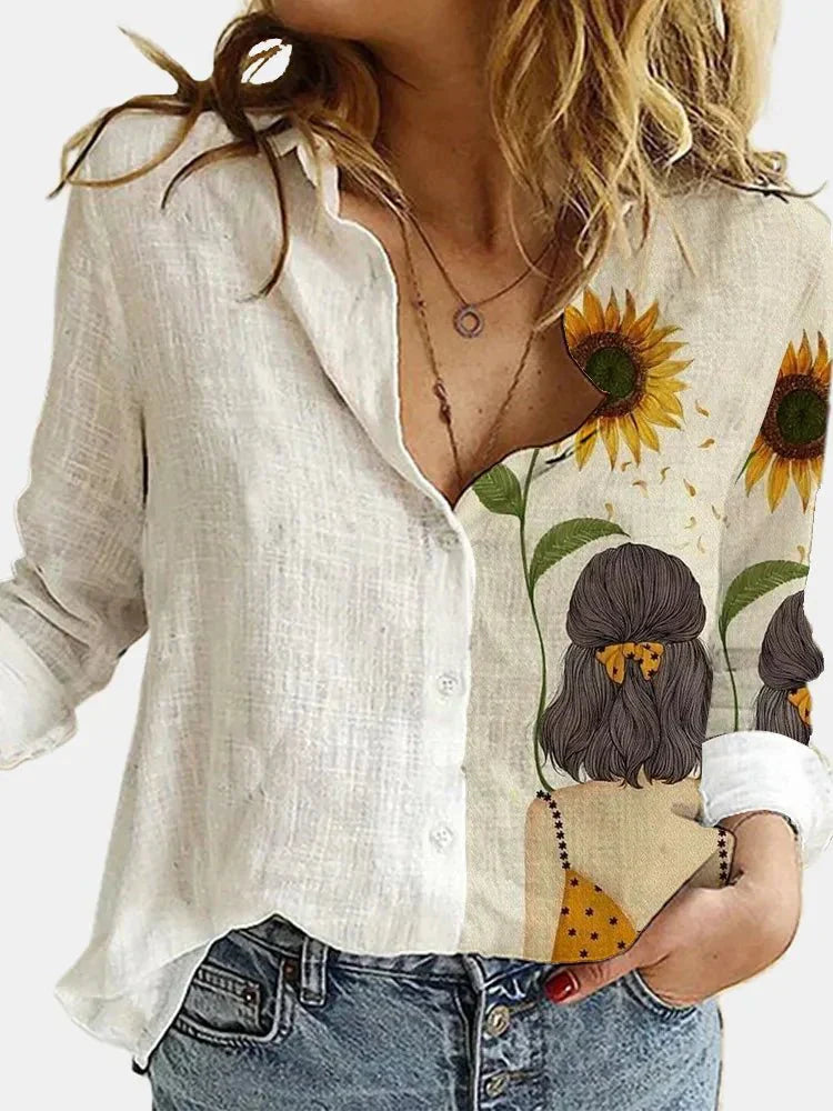 Effortless Floral Womens Blouse With Long Sleeves 3