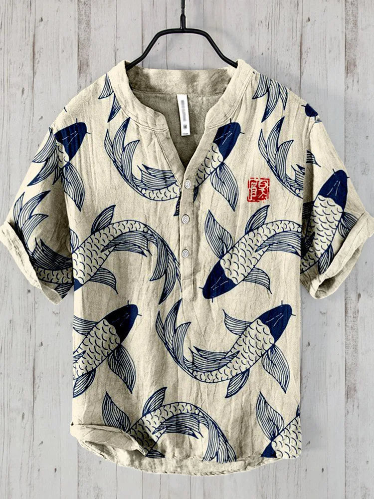 Effortless Mens Shirt With Unique Fish Design 0