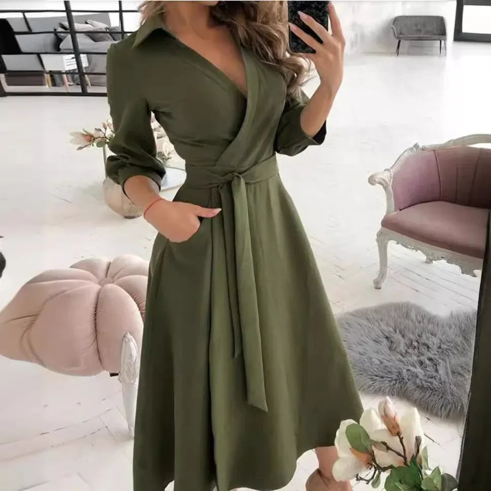 Effortless Women's Dress With Flattering Wrap Design 2