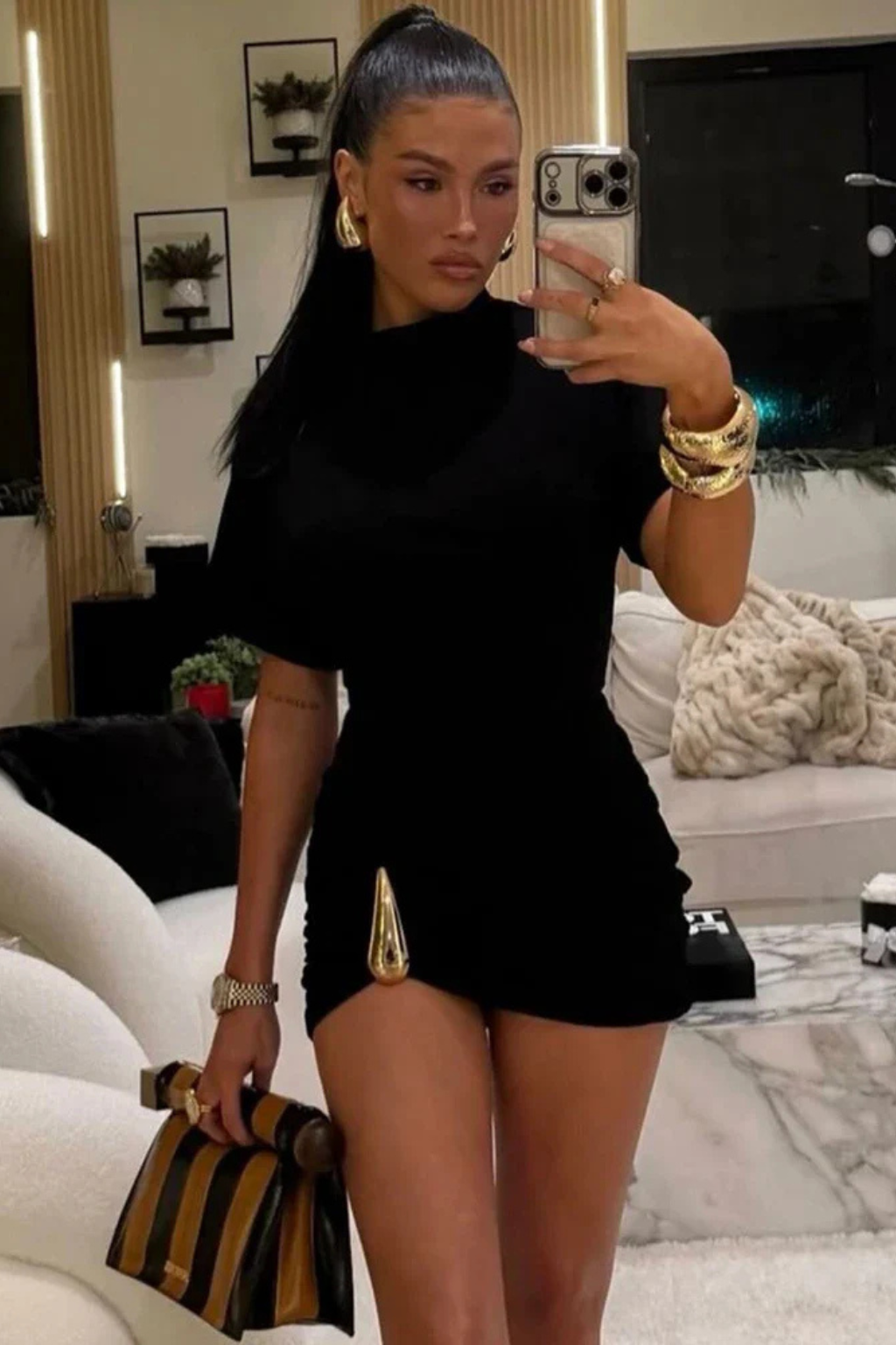 Women's short sleeve ruched bodycon mini dress