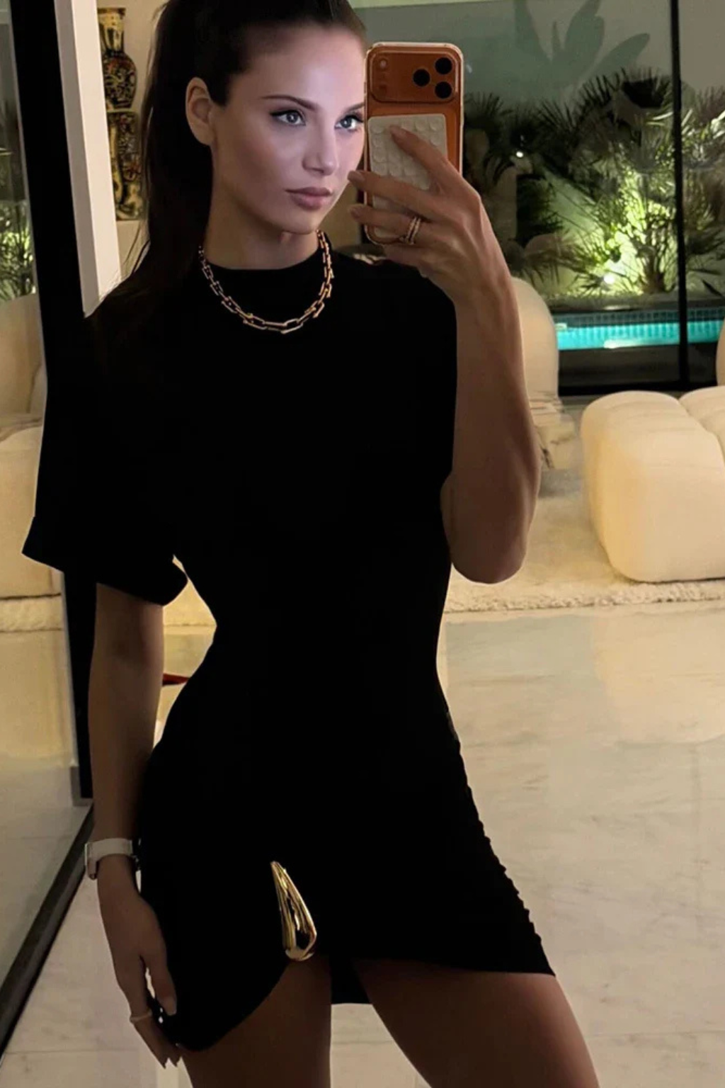 Women's short sleeve ruched bodycon mini dress