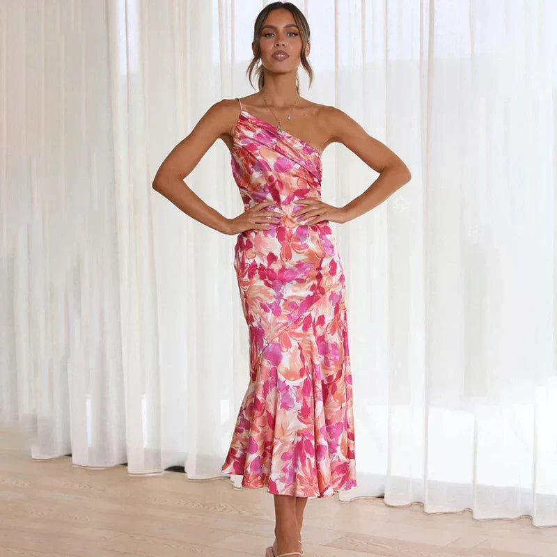 Elegant Floral Midi Wedding Guest Dress 3