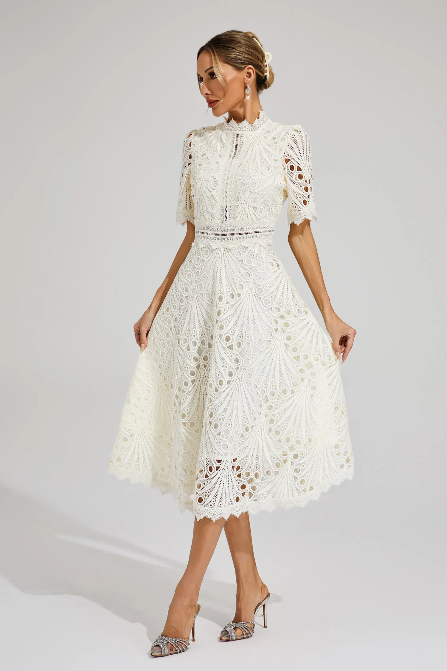 Elegant Lace Midi Dress For Women, Flattering Fit 1