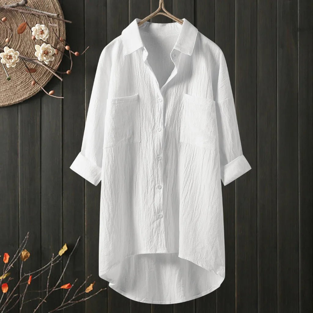 Elegant Long Sleeve Womens Blouse With Pocket 4