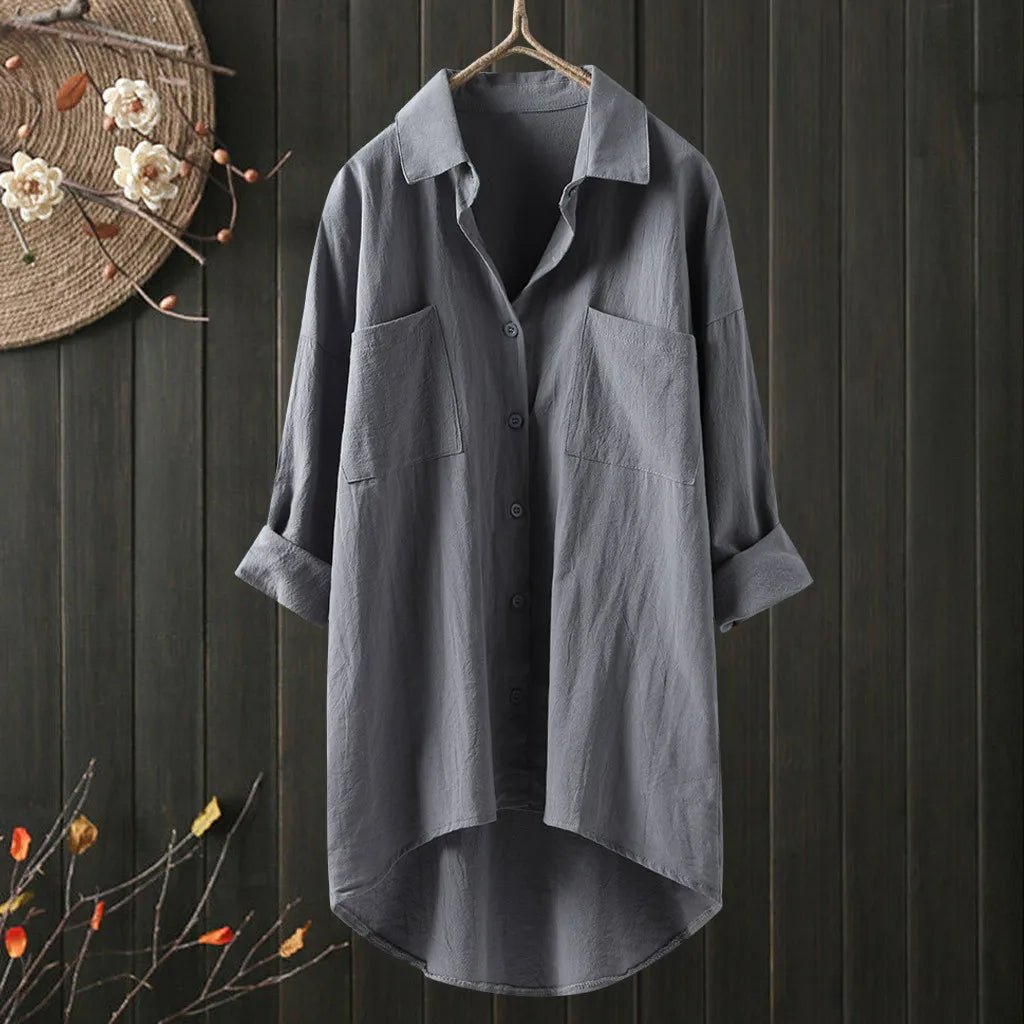 Elegant Long Sleeve Womens Blouse With Pocket 7