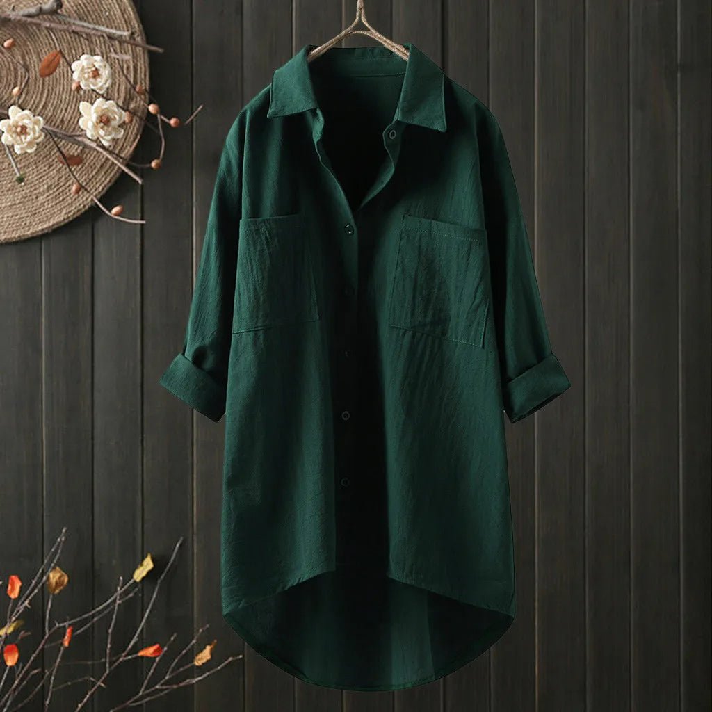 Elegant Long Sleeve Womens Blouse With Pocket 8