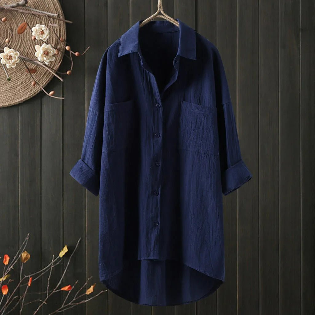 Elegant Long Sleeve Womens Blouse With Pocket 9