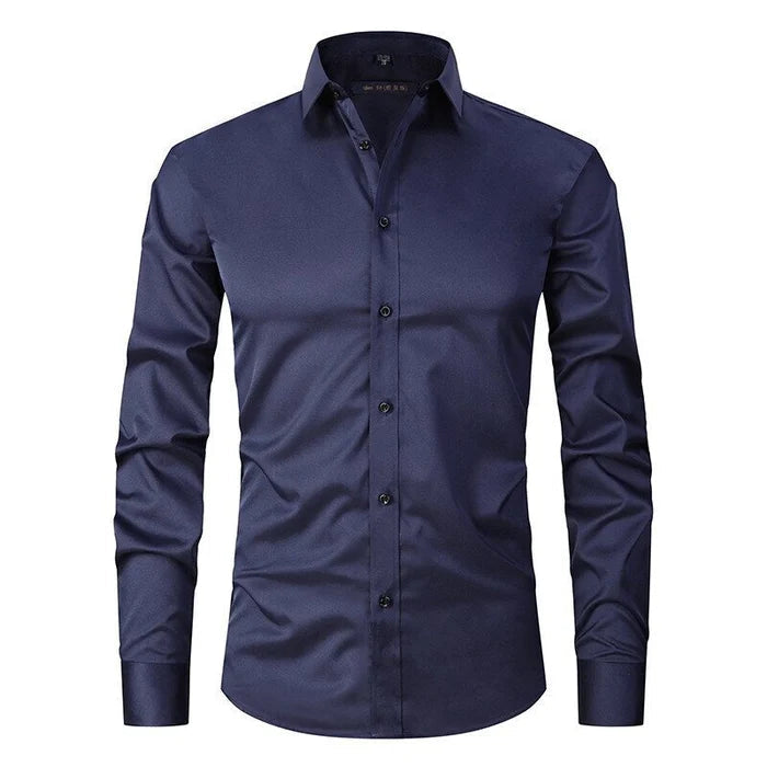 Elegant Mens Business Shirt Slim Fit Long Sleeve 3