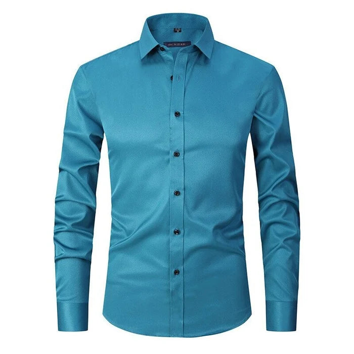 Elegant Mens Business Shirt Slim Fit Long Sleeve 5