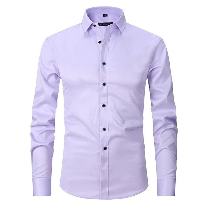 Elegant Mens Business Shirt Slim Fit Long Sleeve 6