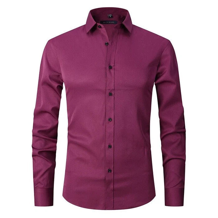 Elegant Mens Business Shirt Slim Fit Long Sleeve 9