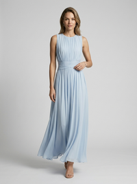 Women's Sleeveless Wedding Guest Maxi Dress with Flowing Skirt